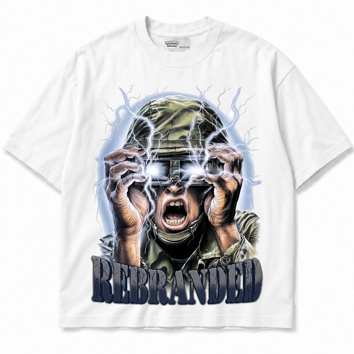 Rebranded Studios apparel — front without sneakers