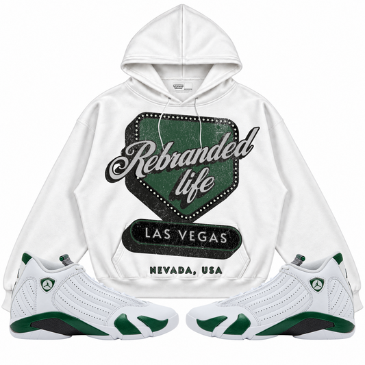 Rebranded Studios apparel — front styled with matching sneakers