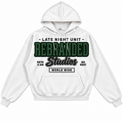 Rebranded Studios apparel — front without sneakers