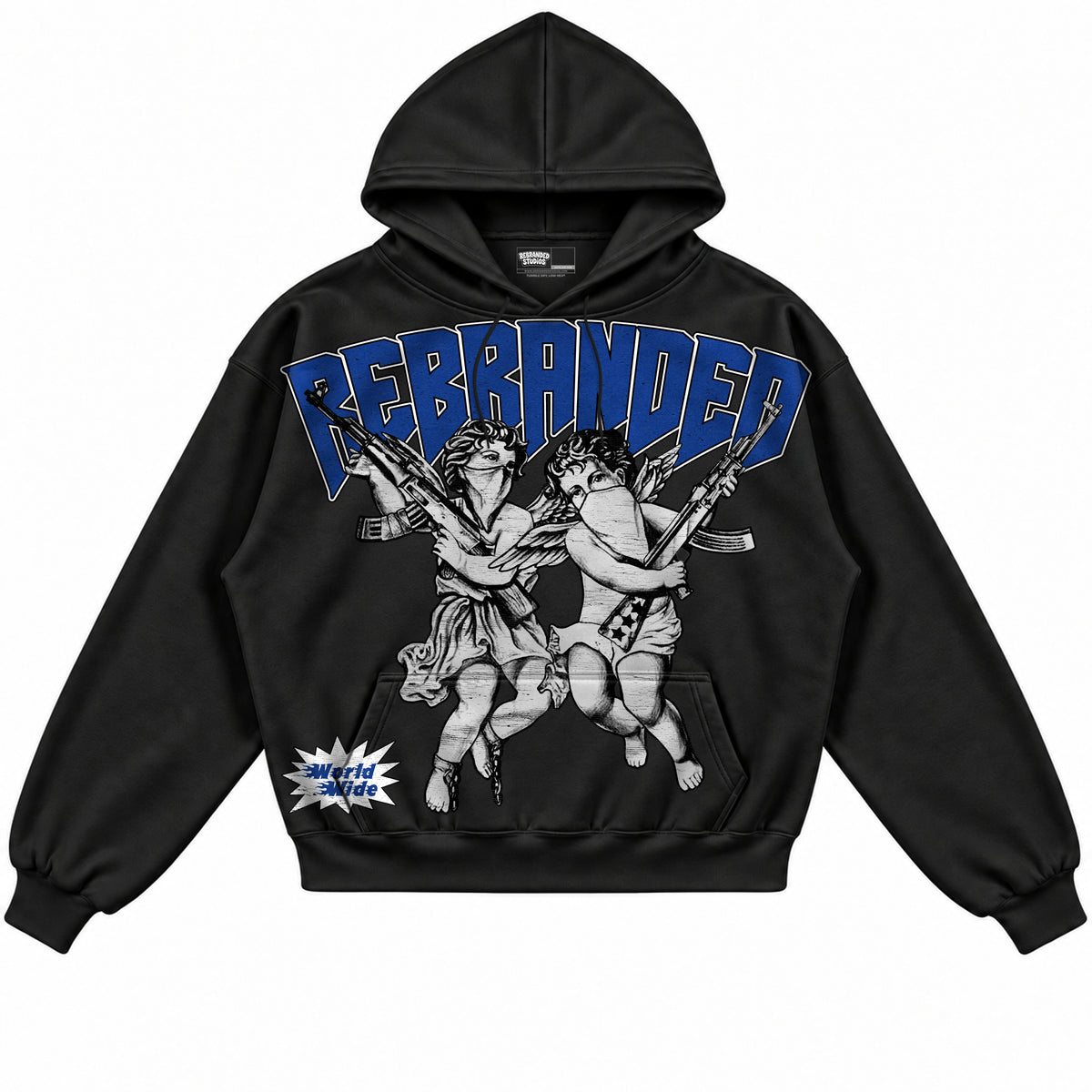 Rebranded Studios apparel — front without sneakers