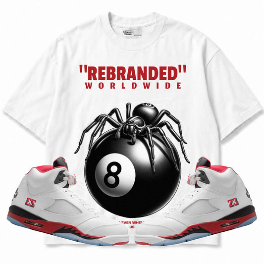 Rebranded Studios apparel — front styled with matching sneakers