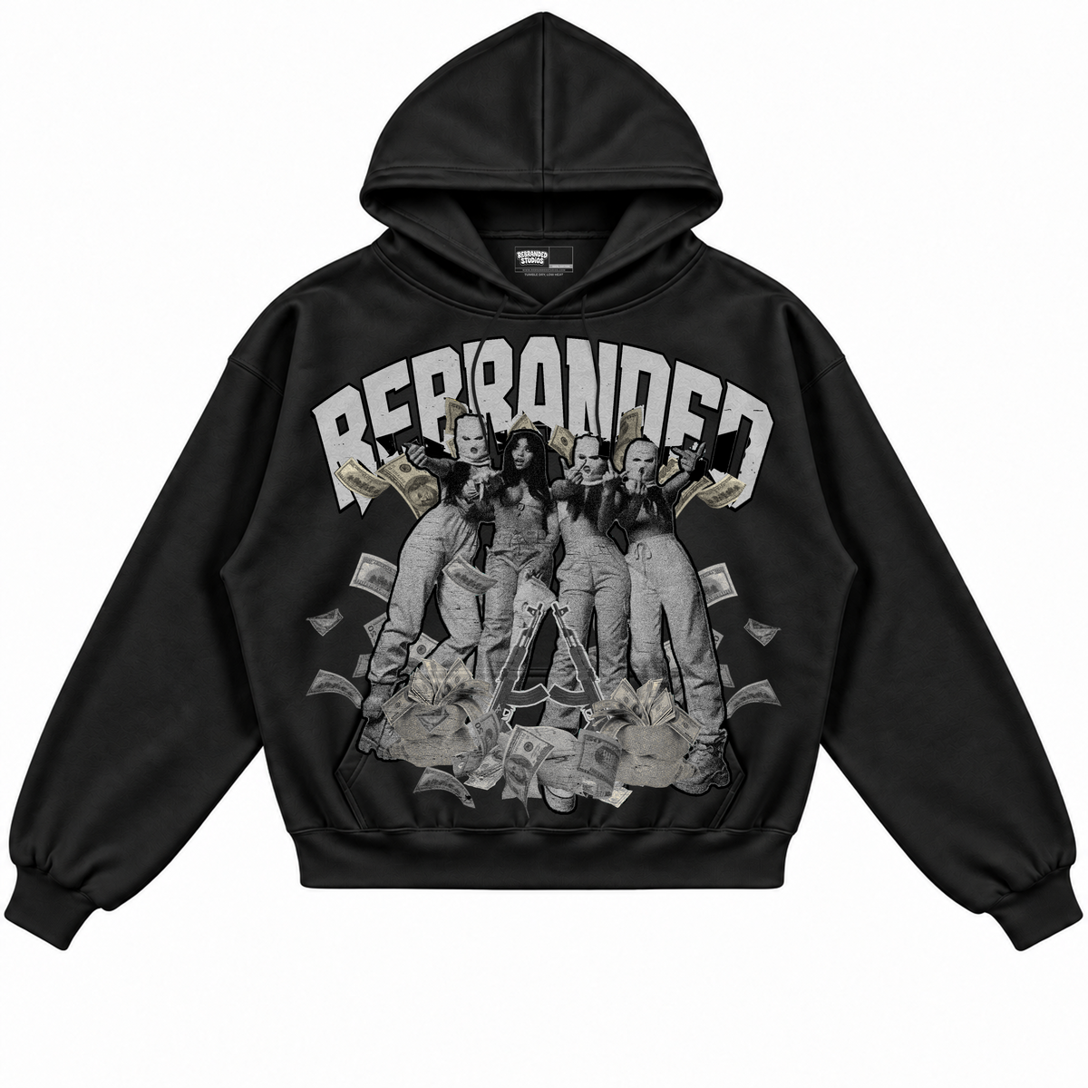 Rebranded Studios apparel — front without sneakers