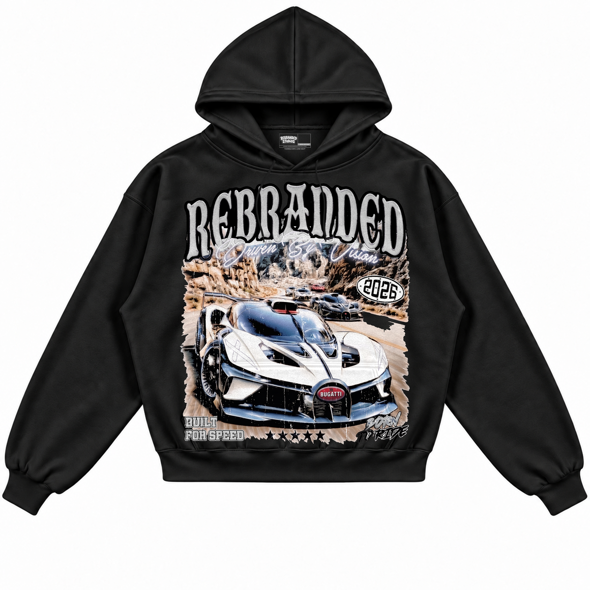 Rebranded Studios apparel — front without sneakers