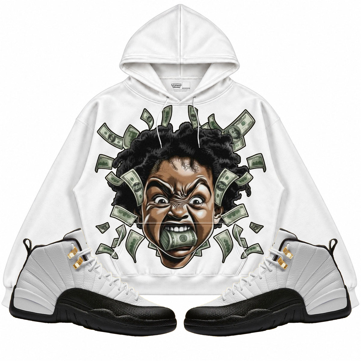 Rebranded Studios apparel — front styled with matching sneakers