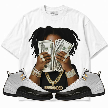 Rebranded Studios apparel — front styled with matching sneakers