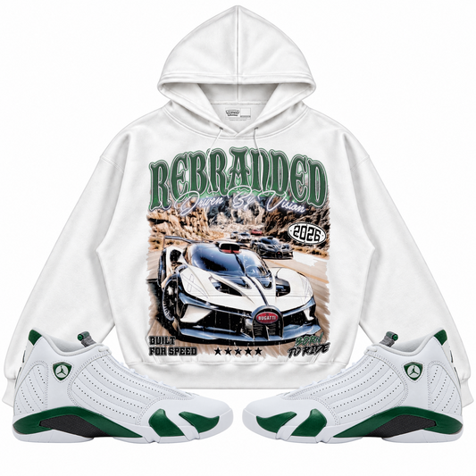 Rebranded Studios apparel — front styled with matching sneakers
