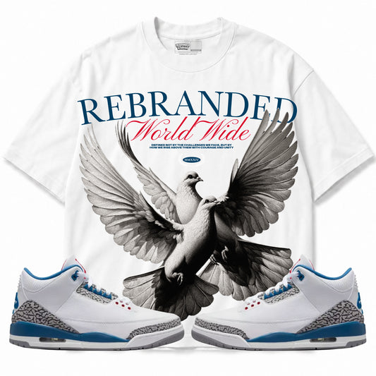 Rebranded Studios apparel — front styled with matching sneakers