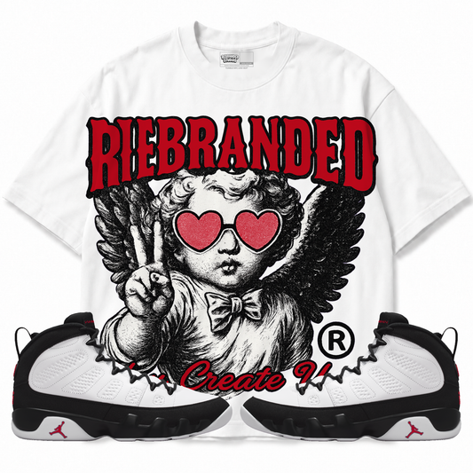 Rebranded Studios apparel — front styled with matching sneakers