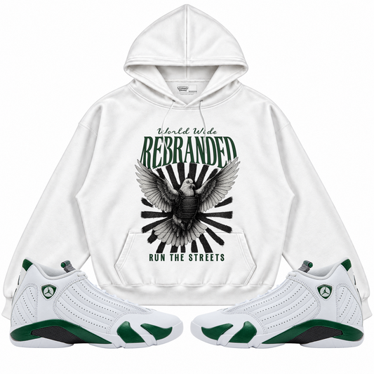 Rebranded Studios apparel — front styled with matching sneakers