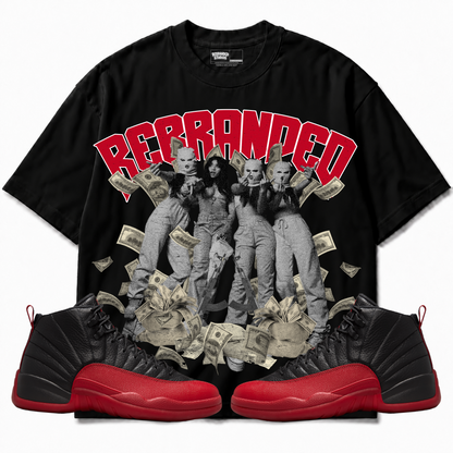 Rebranded Studios apparel — front styled with matching sneakers