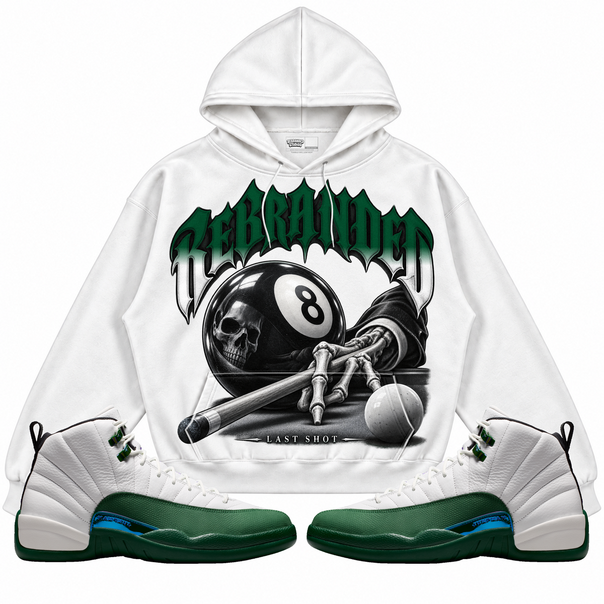 Rebranded Studios apparel — front styled with matching sneakers