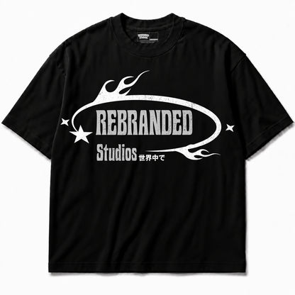 Rebranded Studios apparel — front without sneakers