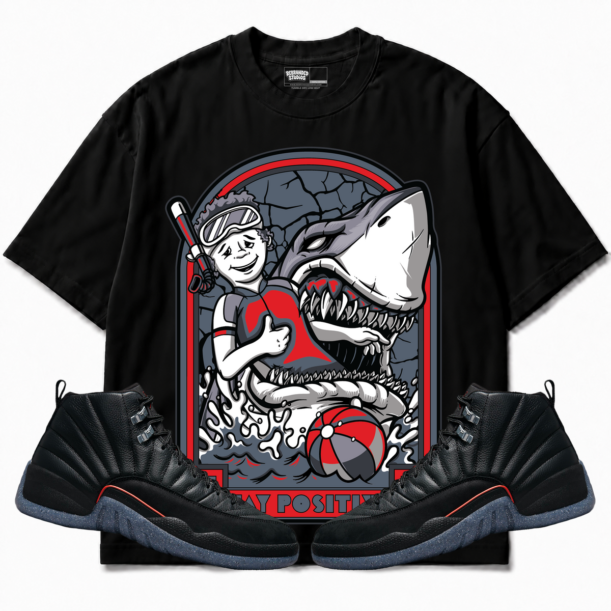 Rebranded Studios apparel — front styled with matching sneakers