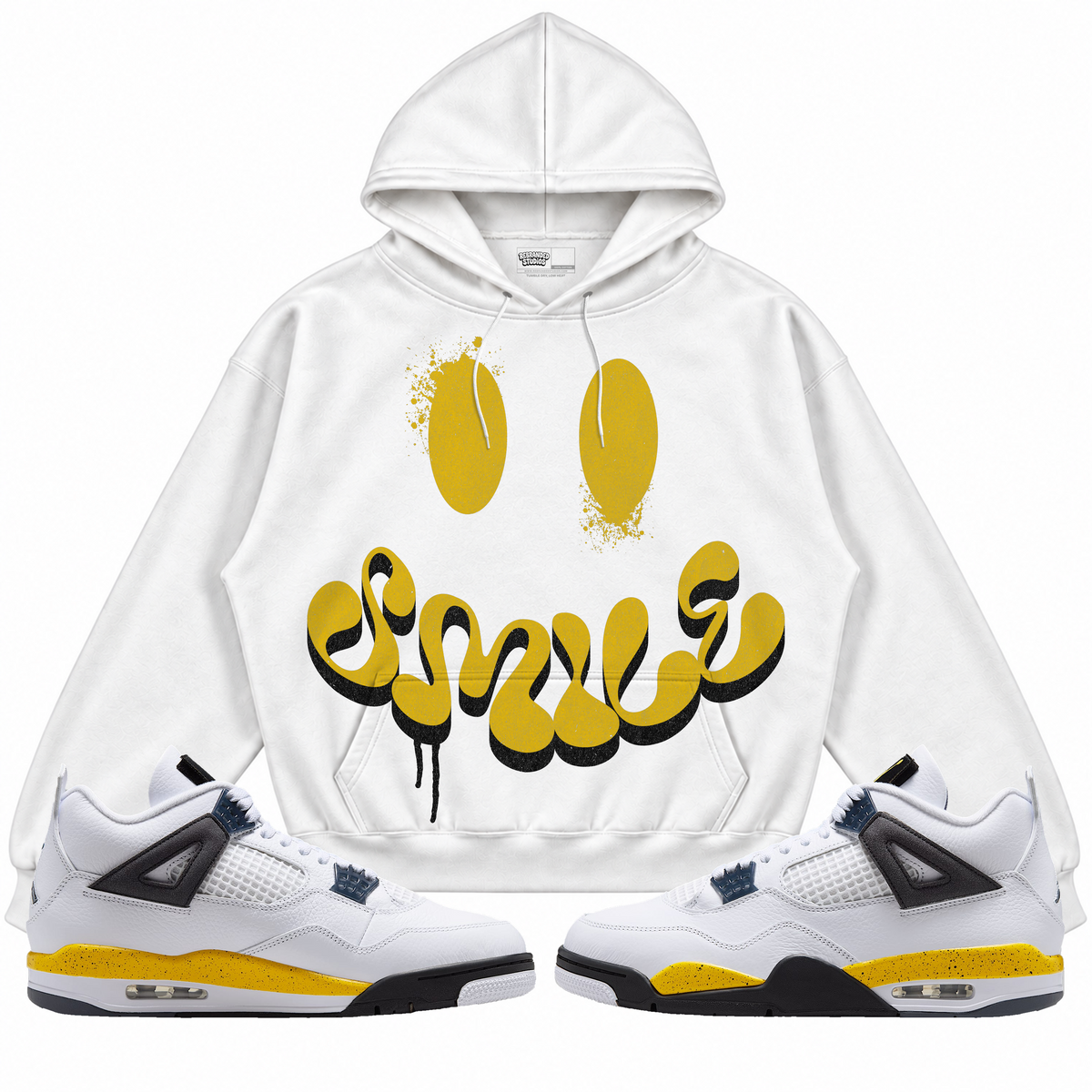 Rebranded Studios apparel — front styled with matching sneakers