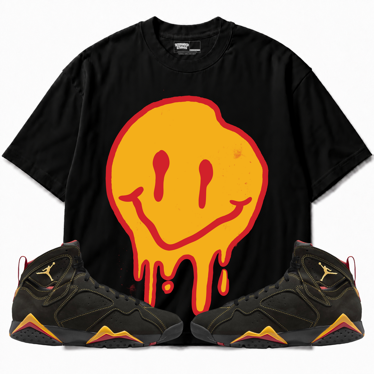 Rebranded Studios apparel — front styled with matching sneakers