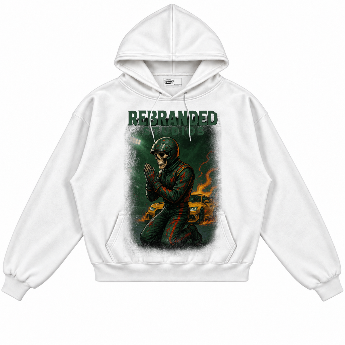 Rebranded Studios apparel — front without sneakers