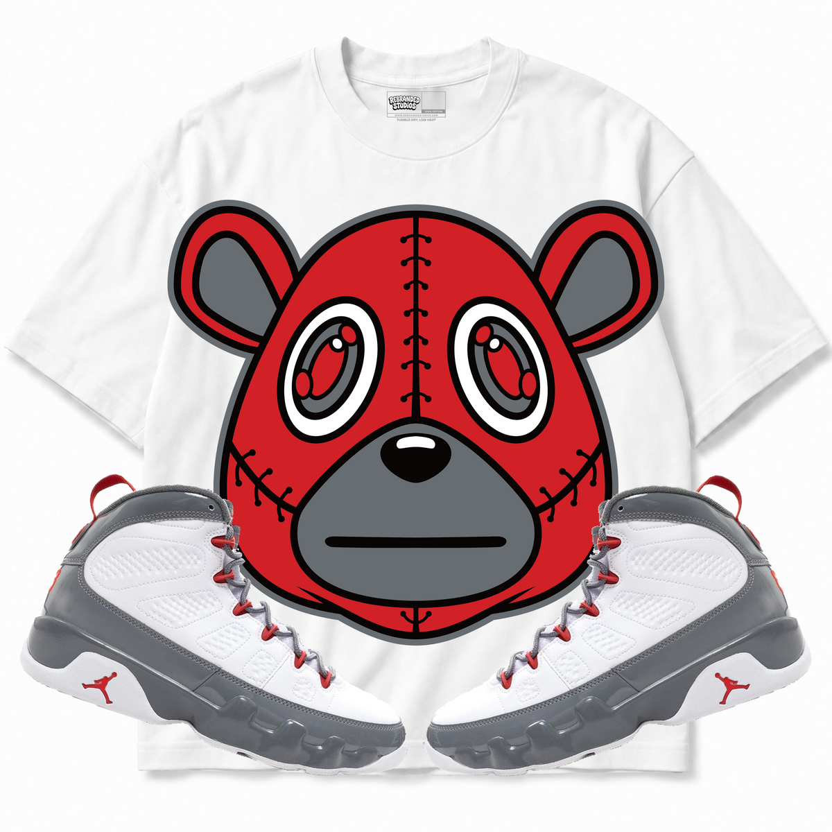 Rebranded Studios apparel — front styled with matching sneakers