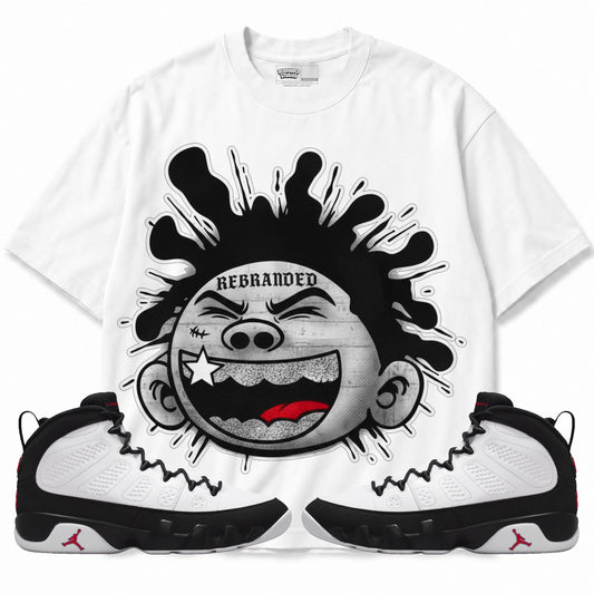 Rebranded Studios apparel — front styled with matching sneakers