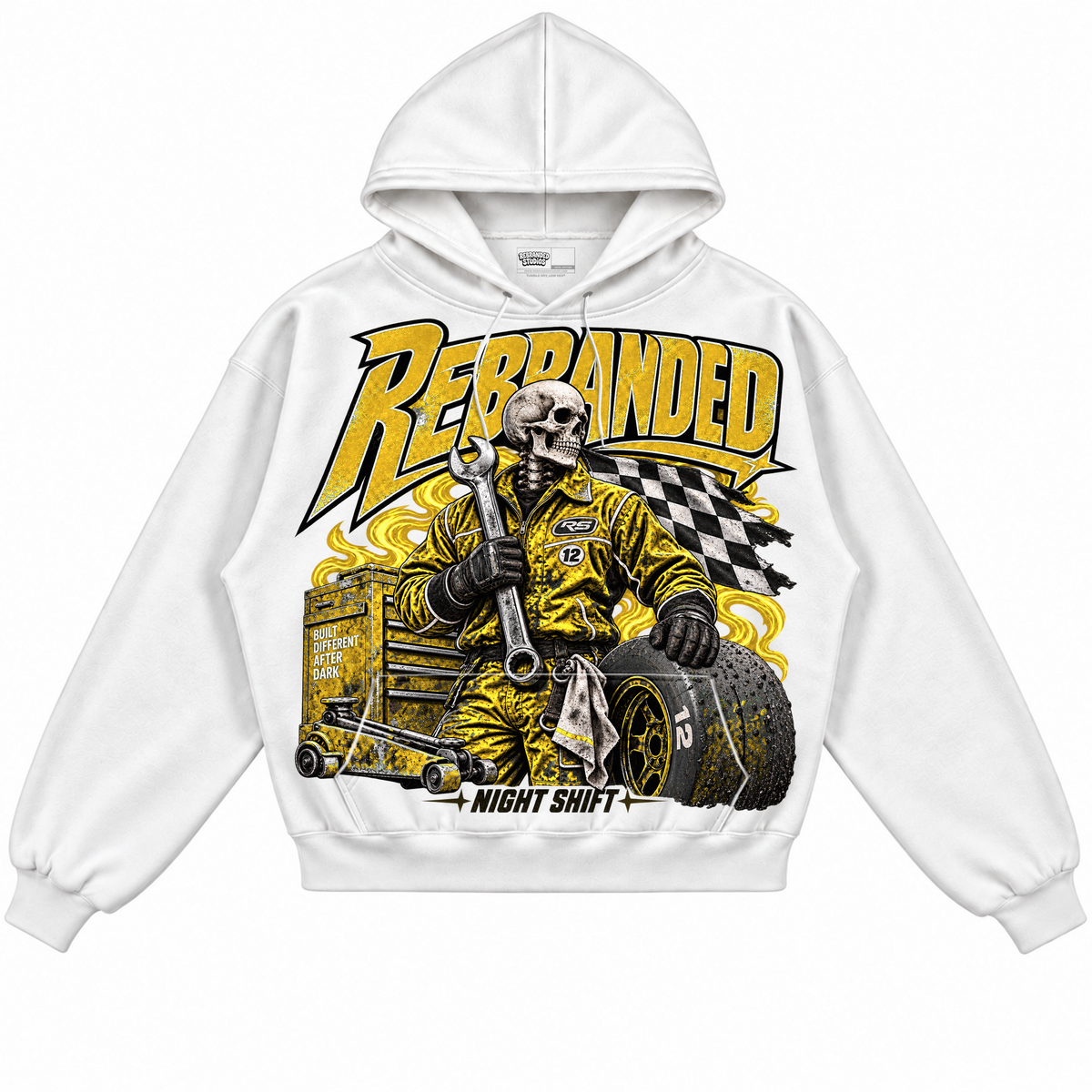 Rebranded Studios apparel — front without sneakers