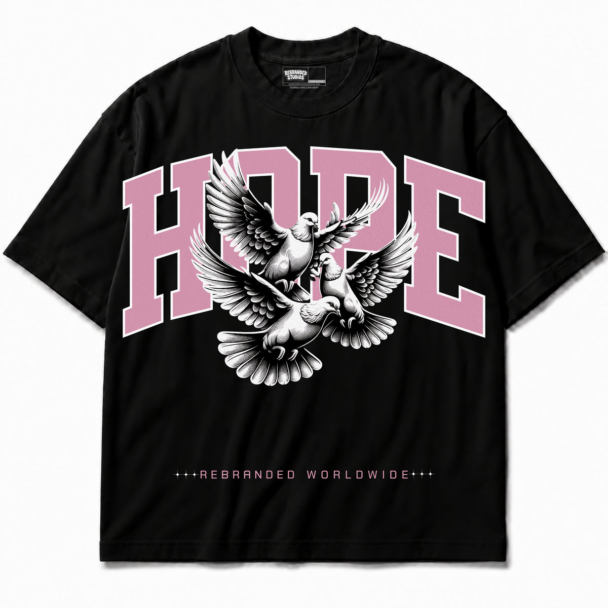 Rebranded Studios apparel — front without sneakers