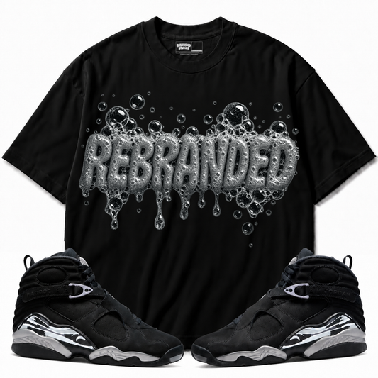 Rebranded Studios apparel — front styled with matching sneakers