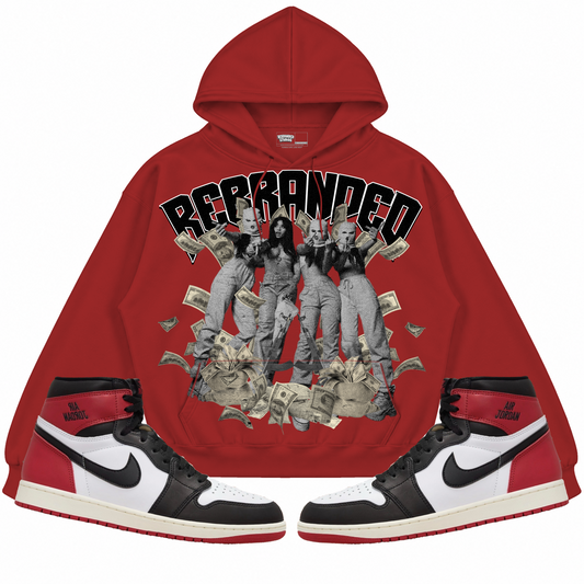 Rebranded Studios apparel — front styled with matching sneakers