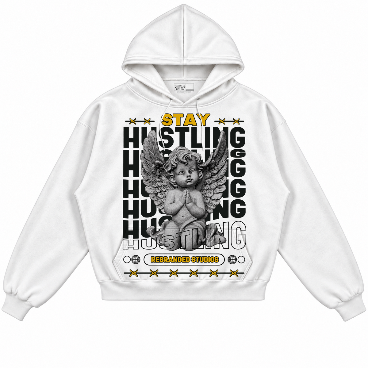 Rebranded Studios apparel — front without sneakers