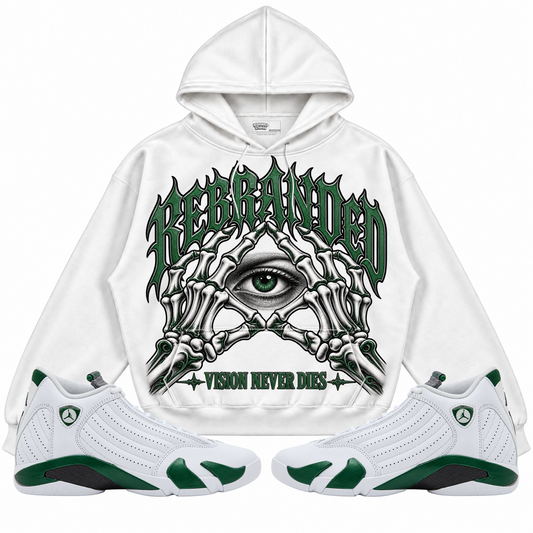 Rebranded Studios apparel — front styled with matching sneakers