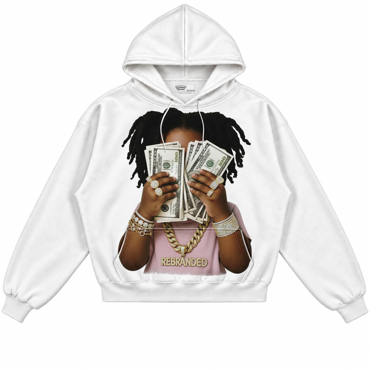 Rebranded Studios apparel — front without sneakers