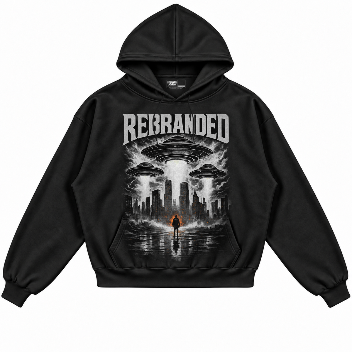 Rebranded Studios apparel — front without sneakers