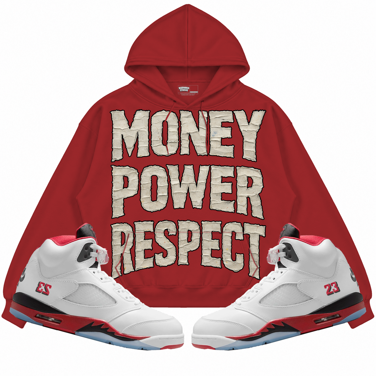 Rebranded Studios apparel — front styled with matching sneakers