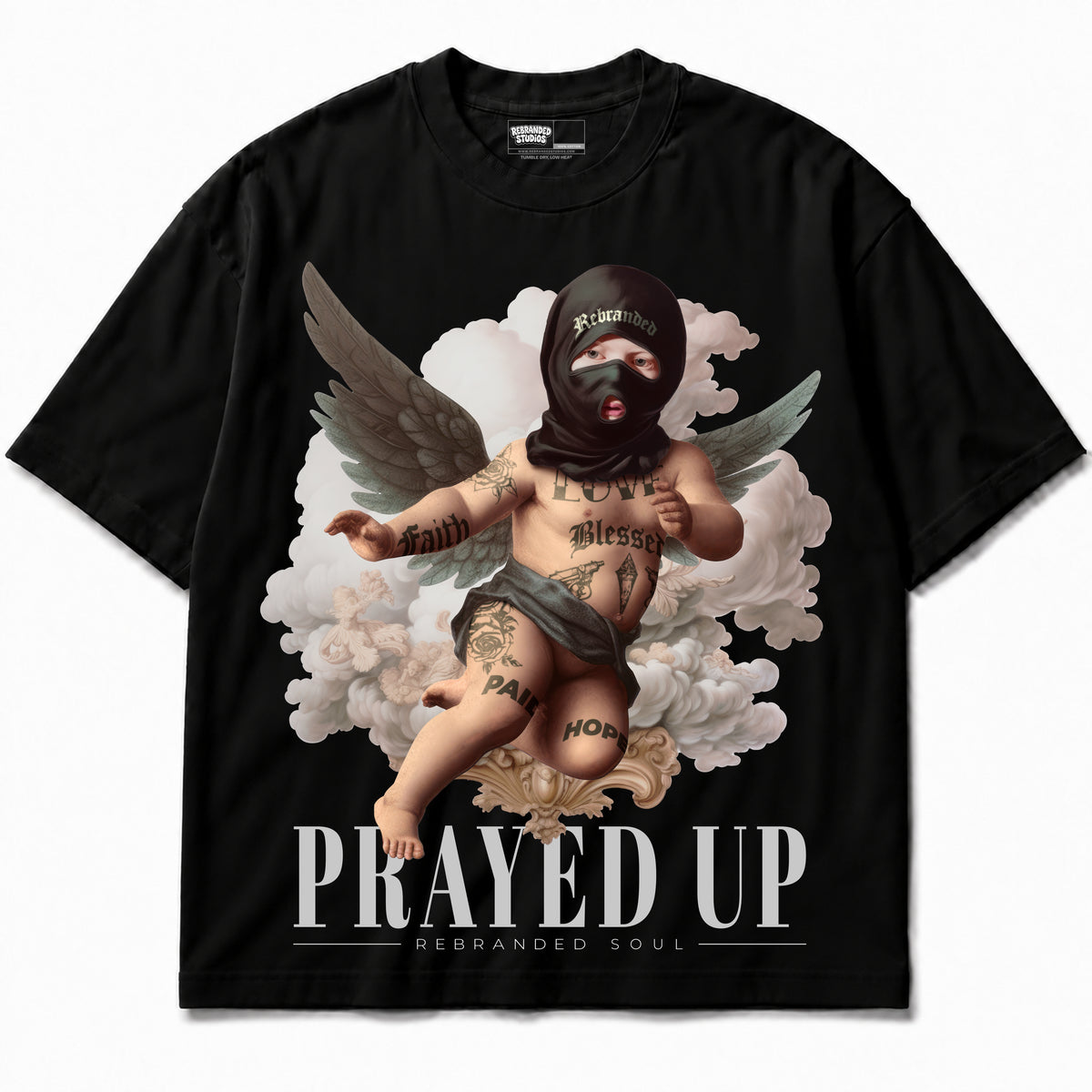 Rebranded Studios apparel — front without sneakers