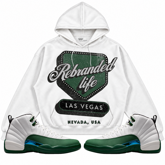 Rebranded Studios apparel — front styled with matching sneakers