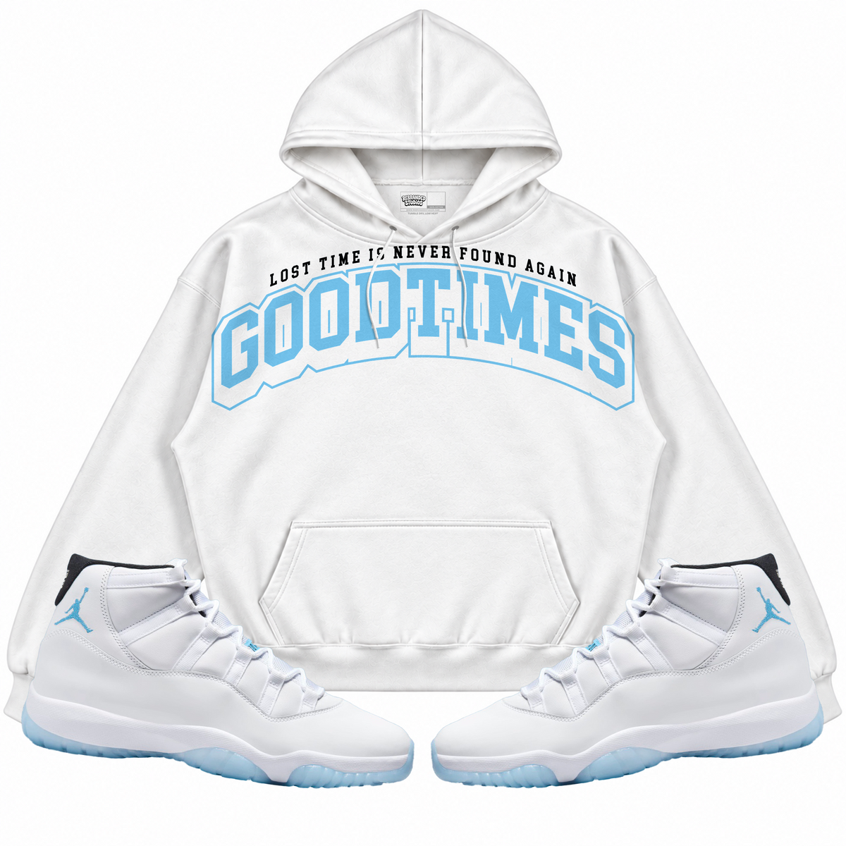 Rebranded Studios apparel — front styled with matching sneakers