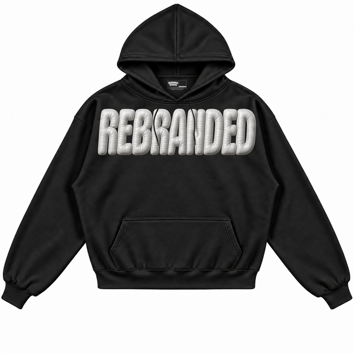 Rebranded Studios apparel — front without sneakers