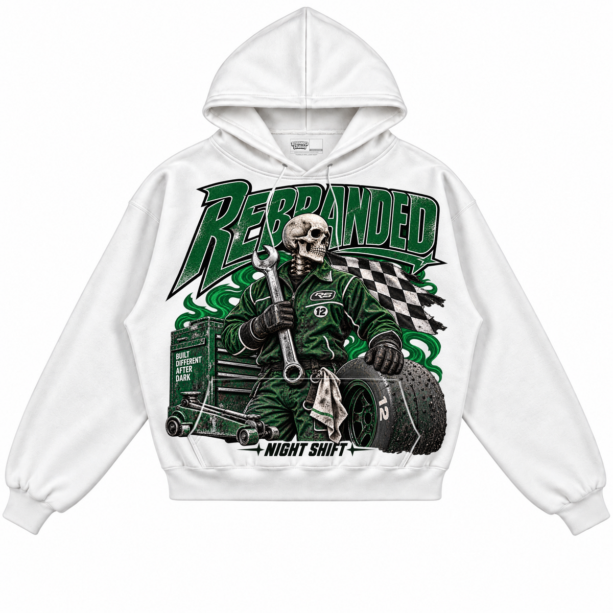 Rebranded Studios apparel — front without sneakers