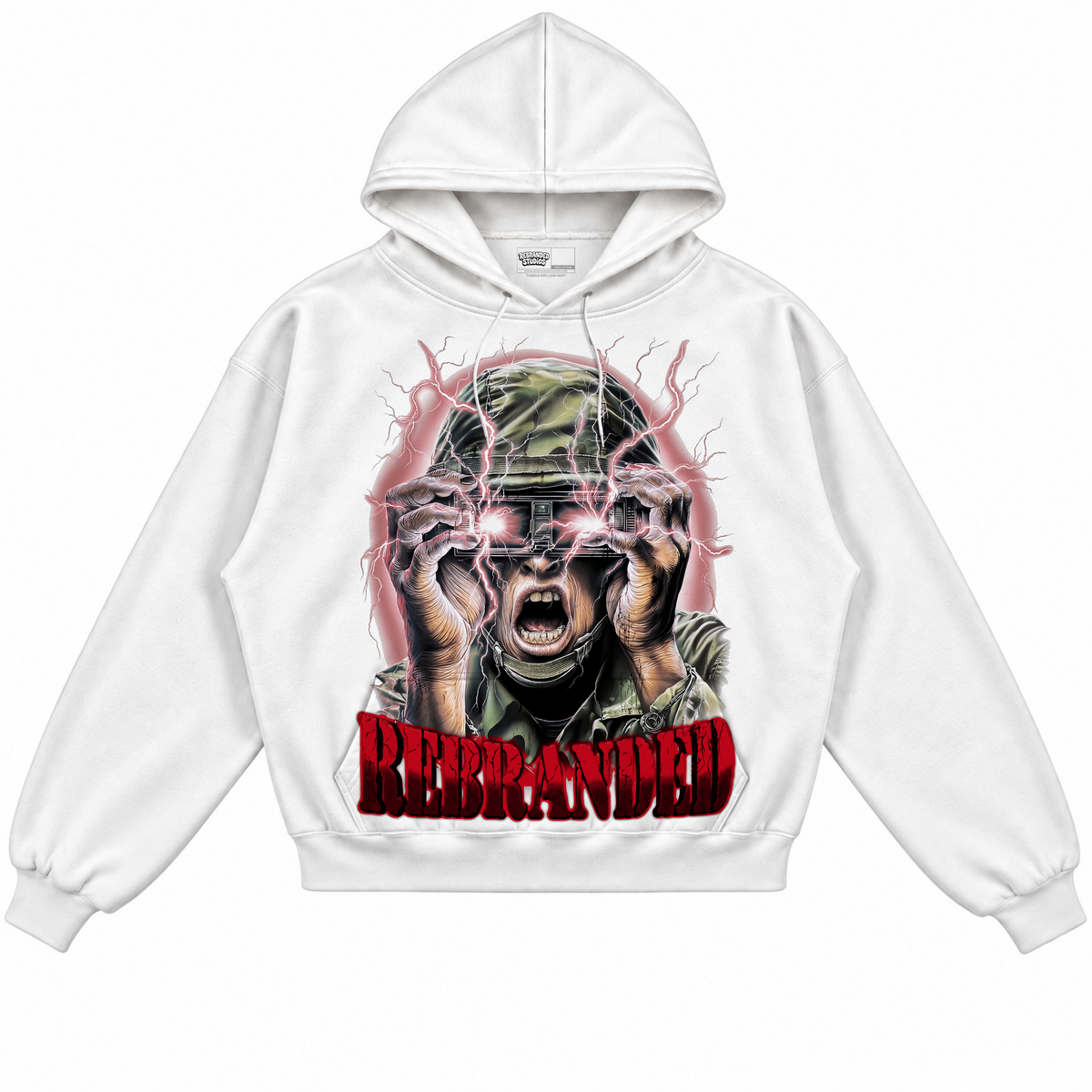 Rebranded Studios apparel — front without sneakers