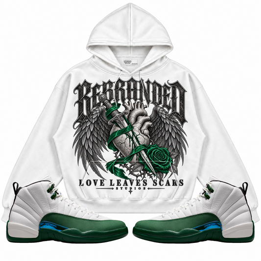 Rebranded Studios apparel — front styled with matching sneakers
