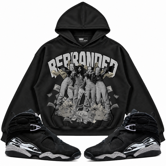 Rebranded Studios apparel — front styled with matching sneakers