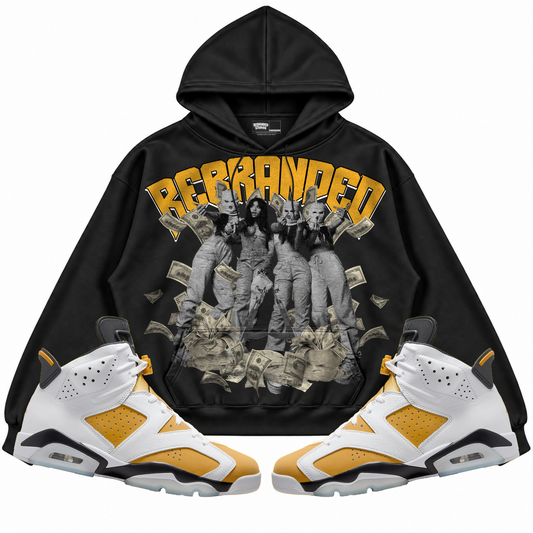 Rebranded Studios apparel — front styled with matching sneakers