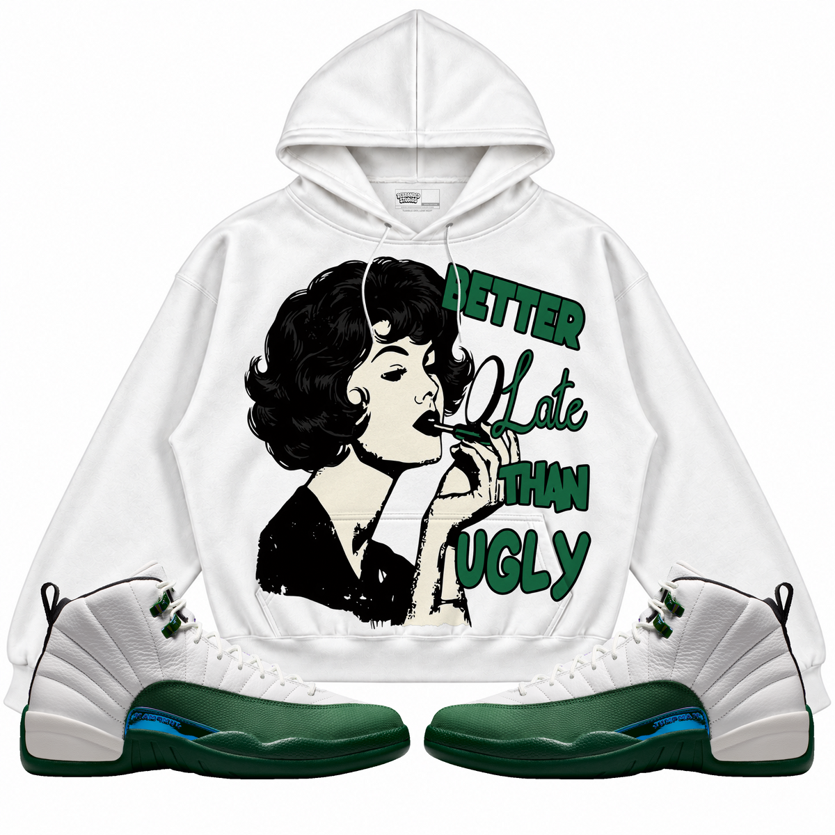 Rebranded Studios apparel — front styled with matching sneakers
