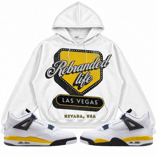 Rebranded Studios apparel — front styled with matching sneakers
