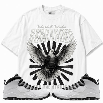 Rebranded Studios apparel — front styled with matching sneakers
