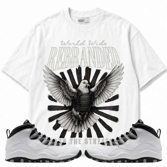 Rebranded Studios apparel — front styled with matching sneakers