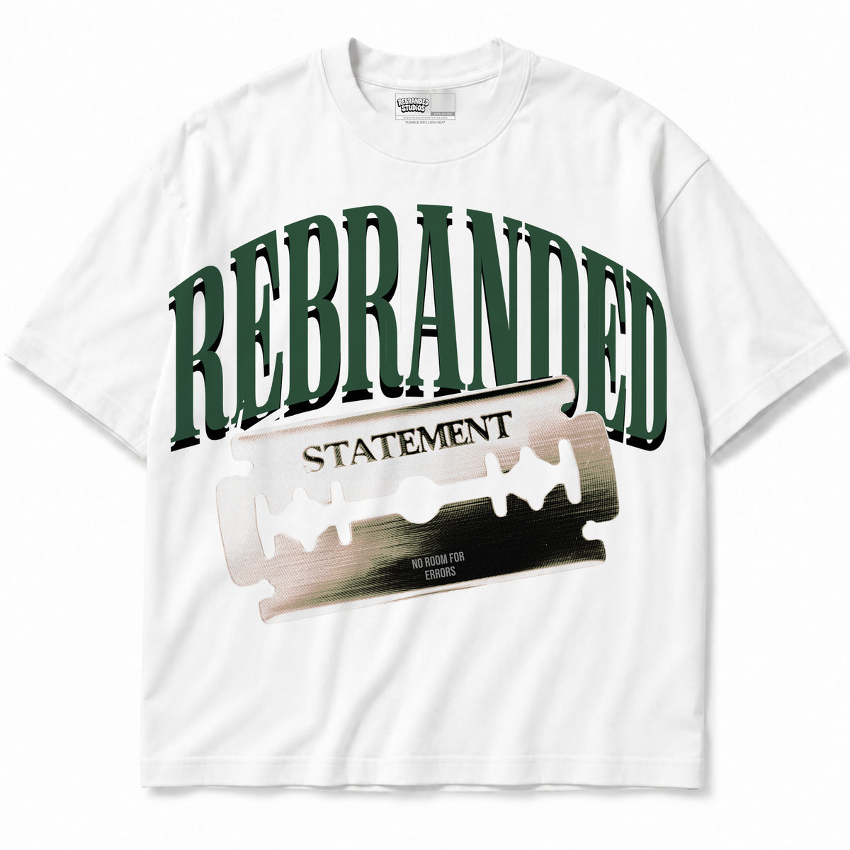 Rebranded Studios apparel — front without sneakers