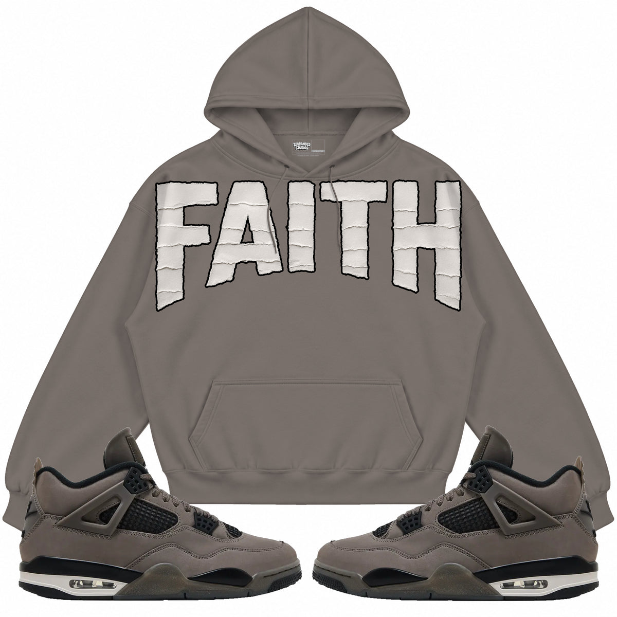Rebranded Studios apparel — front styled with matching sneakers