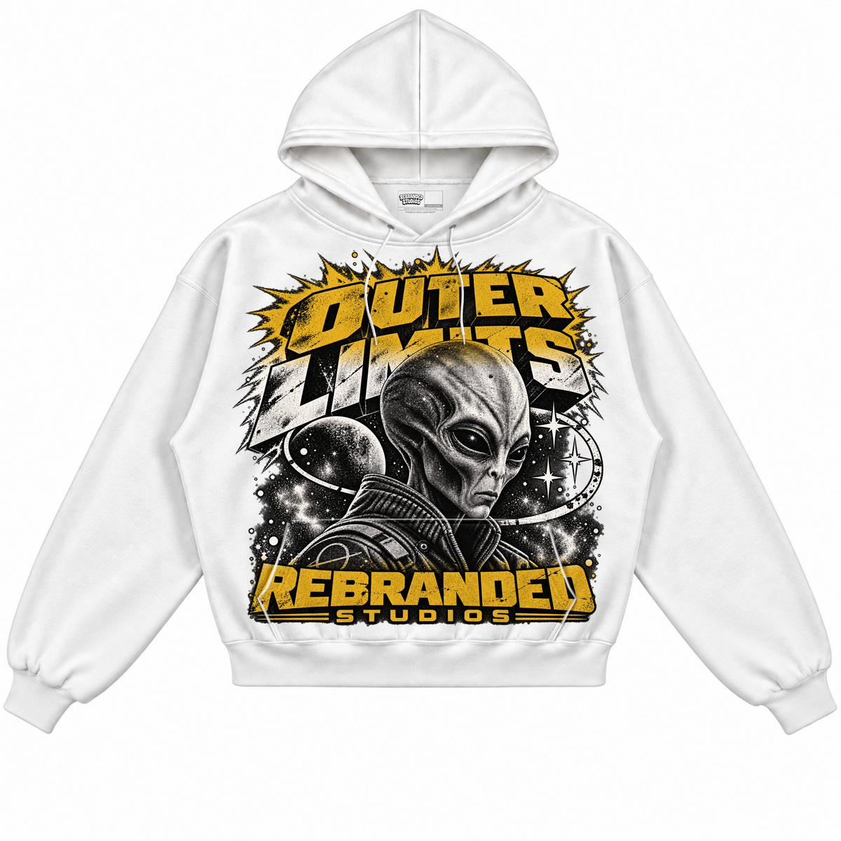 Rebranded Studios apparel — front without sneakers