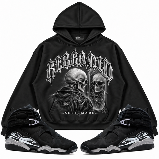 Rebranded Studios apparel — front styled with matching sneakers