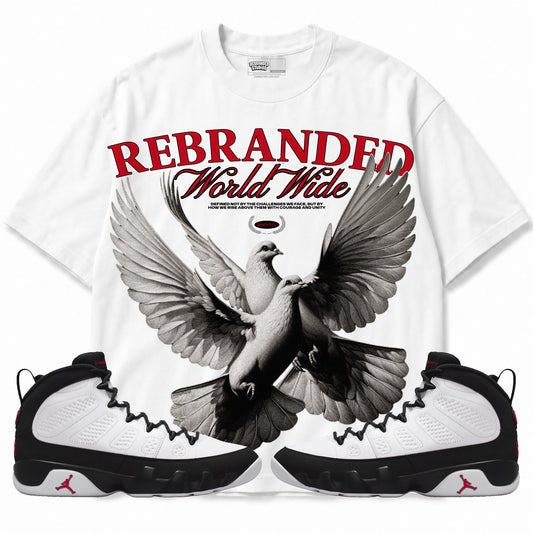 Rebranded Studios apparel — front styled with matching sneakers