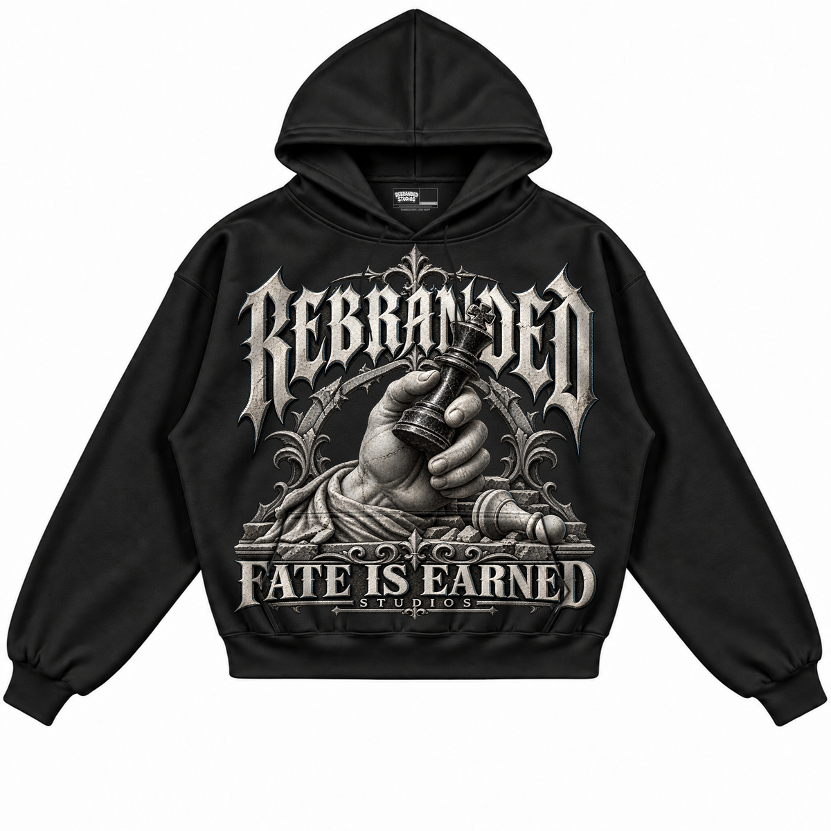 Rebranded Studios apparel — front without sneakers